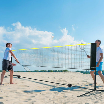 Badminton Net, Height Adjustable Volleyball Net, 17ft Wide Foldable Pickleball Net, Portable Easy Setup Tennis Net Set with Poles, Stand and Carry Bag, for Kids Backyard Game Indoor Outdoor Use.