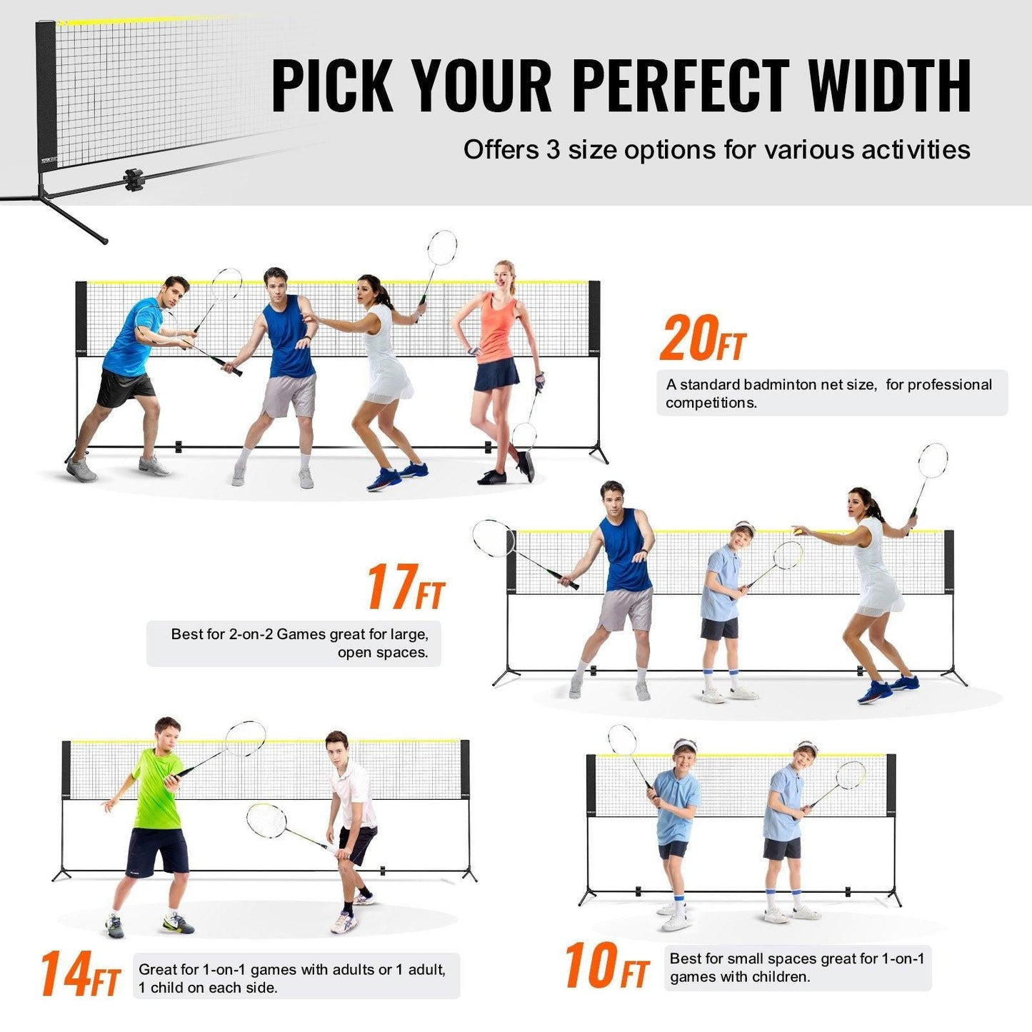 20ft Badminton Net Set Outdoor Portable Volleyball Pickleball Tennis Net.