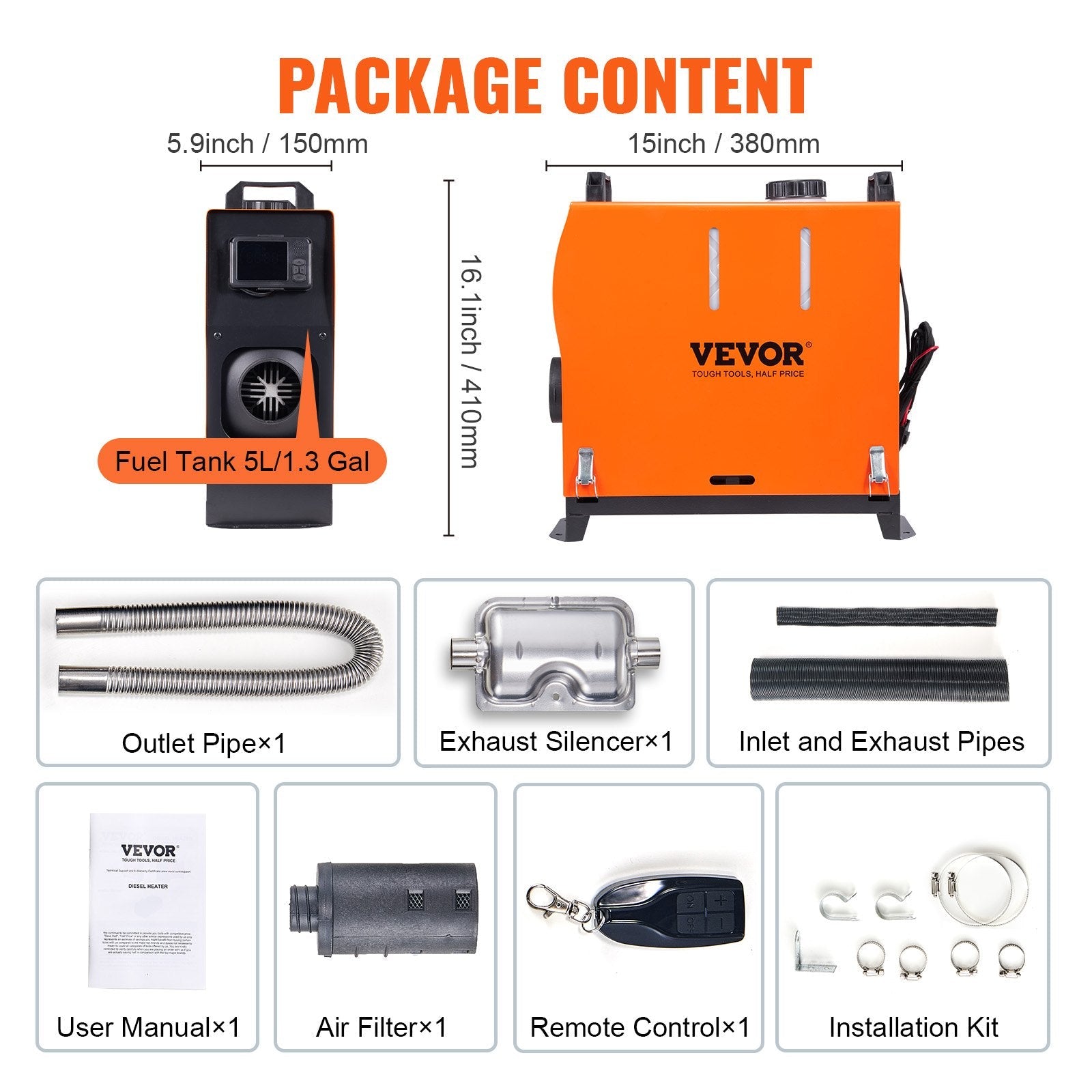 8 KW Diesel Air Heater, Bluetooth App Control All-on-one Diesel Heater with Automatic Altitude Adjustment, Remote Control and LCD, Portable Parking Heater for Home RV Trailer Camper Van Boat.