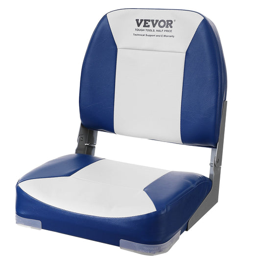 Boat Seat, 480 mm Low Back Boat Seat, Folding Boat Chair with Thickened Sponge Padding and Hinge, Fold-Down Boat Captain Chair for Fishing Boat, Sightseeing Boat, Speedboat, Canoe, 1-Piece.