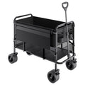 Double Decker Wagon Collapsible, 400L Heavy Duty Folding Wagon Cart, Extended Long Garden Cart with All-Terrain Wheels, Support Up to 450lbs, Outdoor Utility Wagon for Camping, Sports, Shopping
