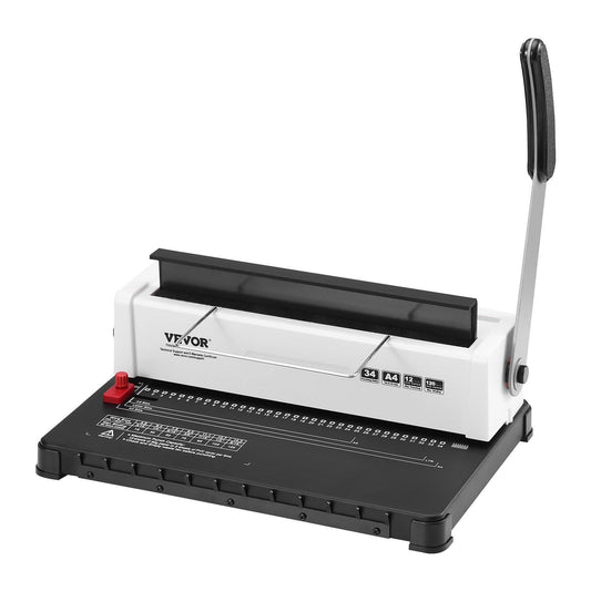 Coil Spiral Binding Machine, Manual Book Maker 34-Holes Binding 120 Sheets, Punch Binder with Adjustable Side Margin, for Letter Size, A4, A5.