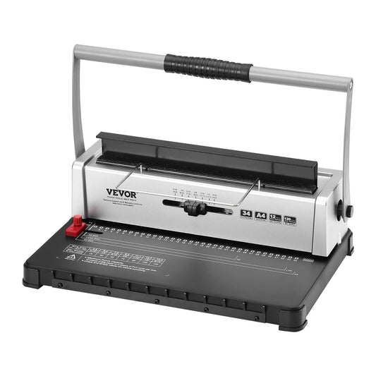 Coil Spiral Binding Machine, Manual Book Maker 34-Holes Binding 120 Sheets, Punch Binder with Adjustable 3/16" - 9/16" Coil Binding Spines and Side Margin, for Letter Size, A4, A5.