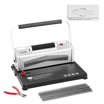 Coil Spiral Binding Machine, Manual Book Maker with Electric Binding, 46-Holes Binding 500 Sheets Punch Binder, with 100pcs 5/16'' Coil Binding Spines, for Letter Size, A4, A5.
