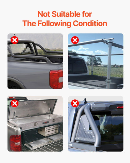 Tri-Fold Truck Bed Tonneau Cover, Compatible with 2015-2024 Ford F-150, 2004 mm Bed, Only Fit 2004 x 1656 mm Inside Bed, 181.4 kg Load Capacity with Built-in LED Light, Quick Folding, Black.