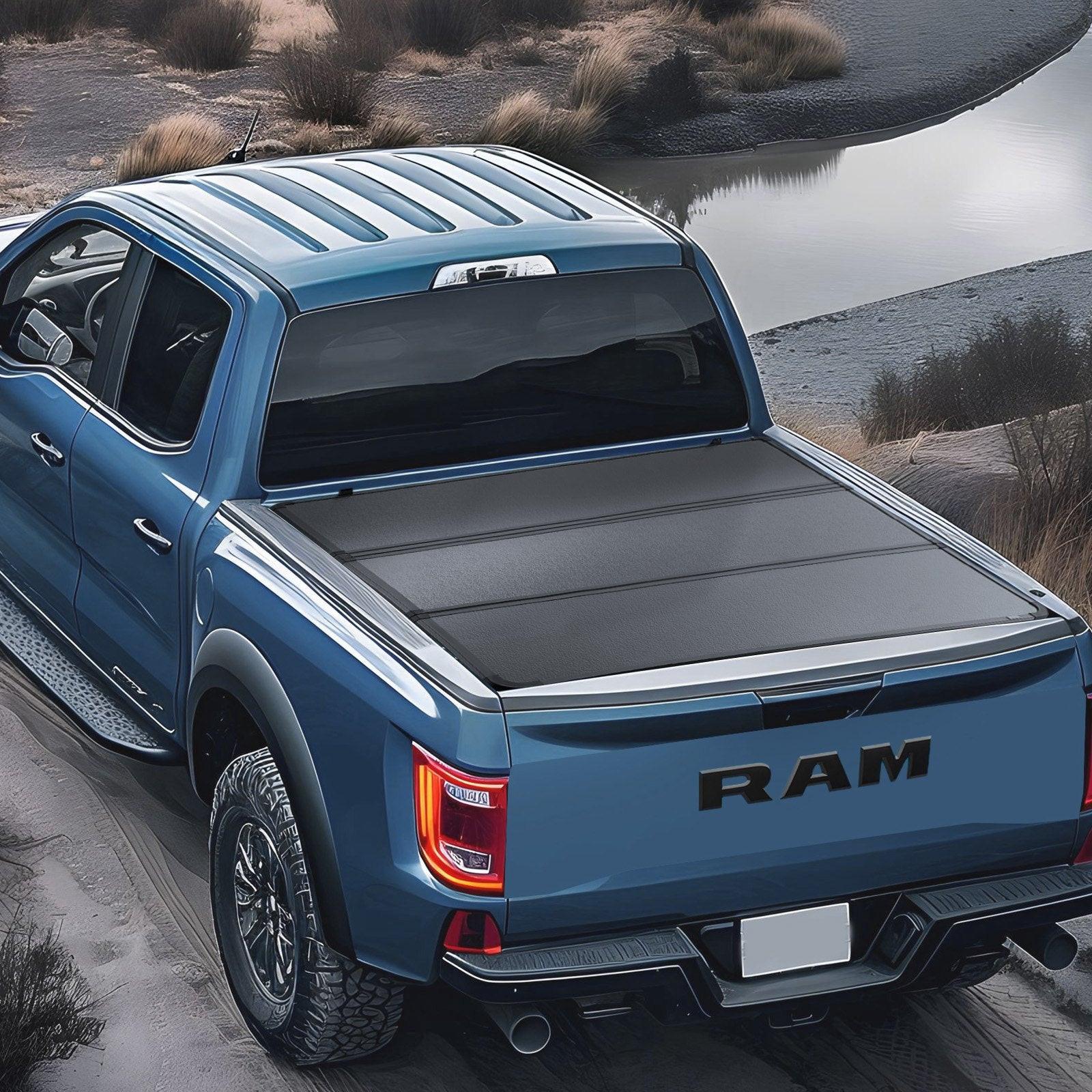 Tri-Fold Truck Bed Tonneau Cover, Compatible with 2015-2024 Ford F-150, 2004 mm Bed, Only Fit 2004 x 1656 mm Inside Bed, 181.4 kg Load Capacity with Built-in LED Light, Quick Folding, Black.