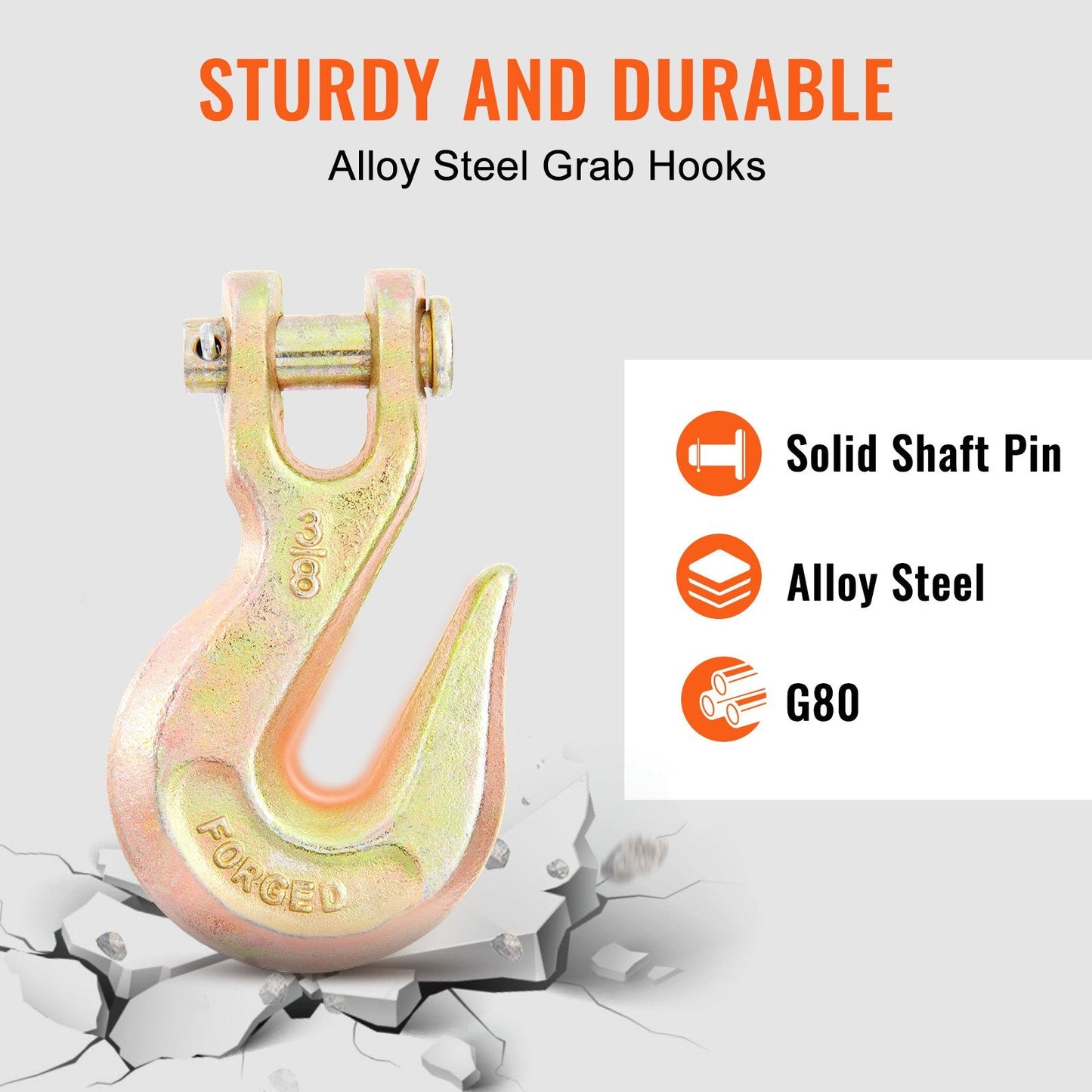 Transport Binder Chain, 220 kg Working Load Limit, 3/8'' x 20' G80 Tow Chain Tie Down with Grab Hooks, DOT Certified, Galvanized Coating Manganese Steel for Dock Factory Construction Site