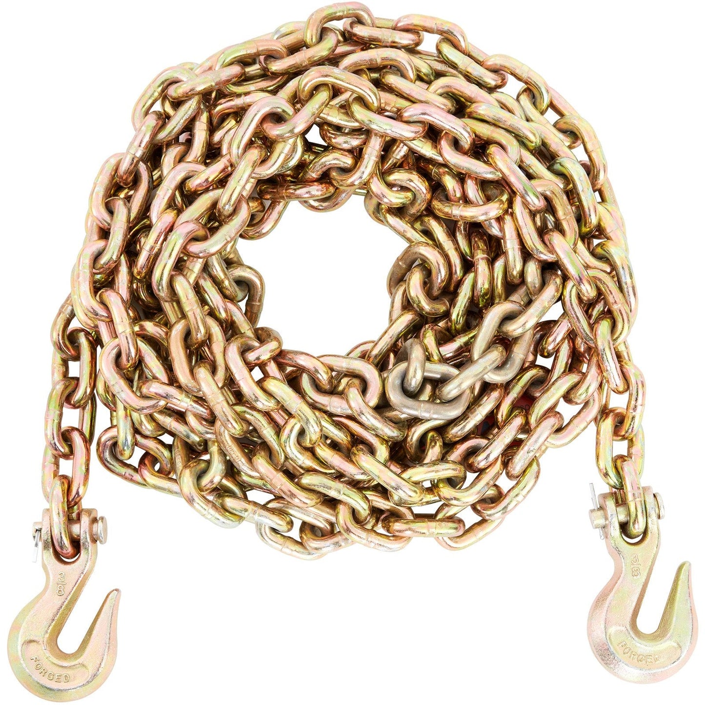 Transport Binder Chain, 220 kg Working Load Limit, 3/8'' x 20' G80 Tow Chain Tie Down with Grab Hooks, DOT Certified, Galvanized Coating Manganese Steel for Dock Factory Construction Site