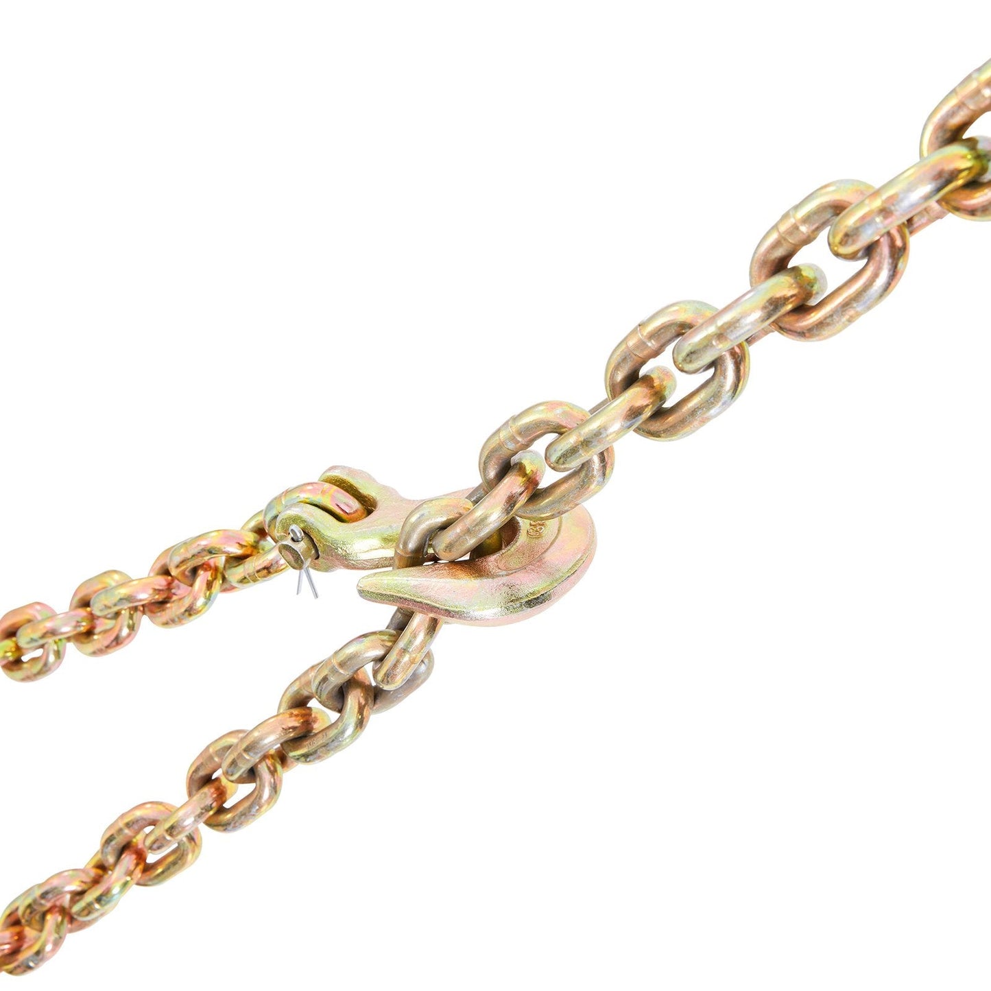 Transport Binder Chain, 220 kg Working Load Limit, 3/8'' x 20' G80 Tow Chain Tie Down with Grab Hooks, DOT Certified, Galvanized Coating Manganese Steel for Dock Factory Construction Site