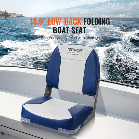Boat Seat Low Back Fold-Down Fishing Boat Chair with Sponge Padding 2 Pack.