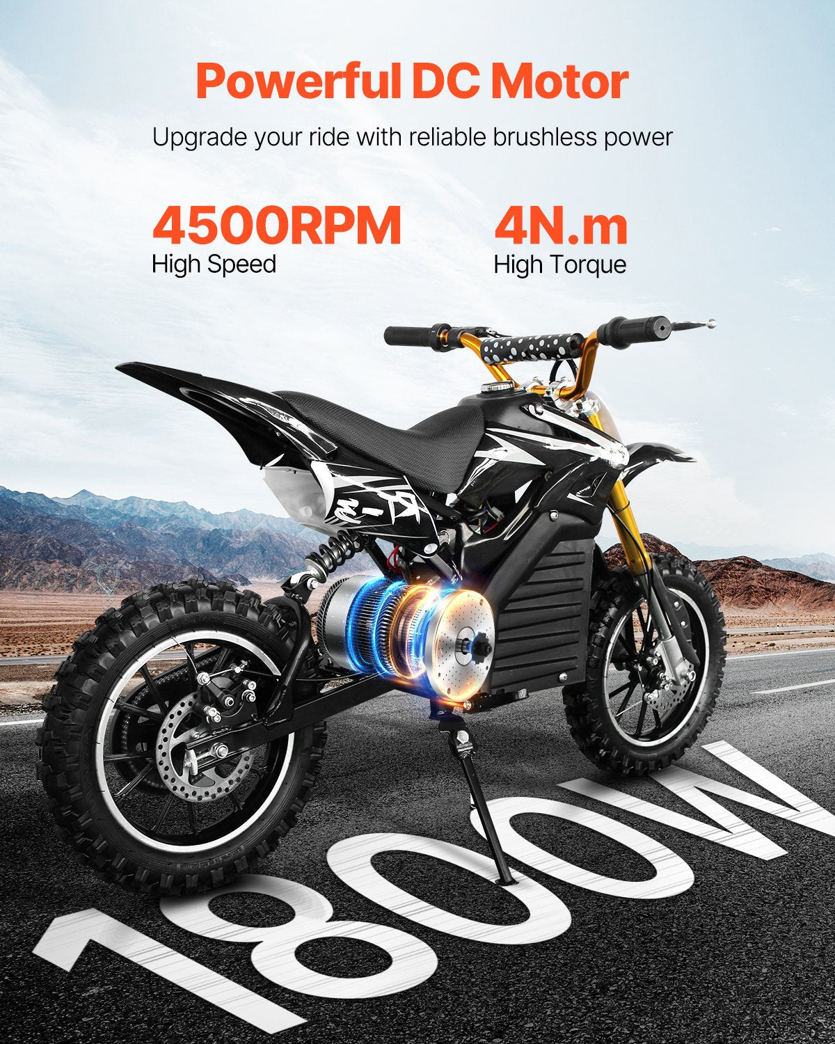 1800W Electric Brushless DC Motor Kit - 48V 4500rpm Motor with Upgraded Speed Controller, Foot Pedal and Throttle Grip Kit for Go Karts E-Bike Motorcycle Scooter
