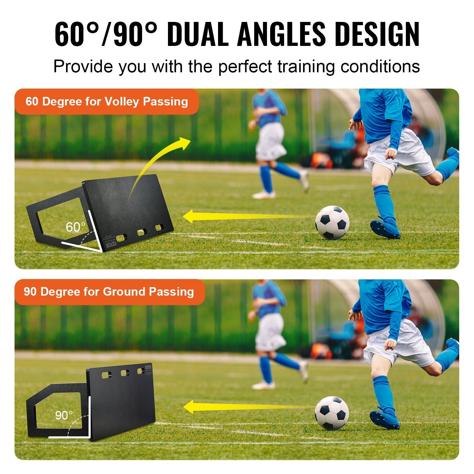Soccer Rebounder Board, 100x40 cm Portable Soccer Wall with 2 Angles Rebound, Foldable HDPE Kickback Rebound Board, Soccer Training Equipment for Kids and Adults, Passing & Shooting Practice.