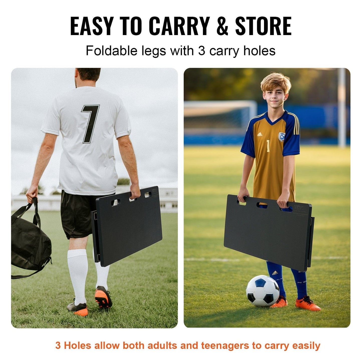 Soccer Rebounder Board, 100x40 cm Portable Soccer Wall with 2 Angles Rebound, Foldable HDPE Kickback Rebound Board, Soccer Training Equipment for Kids and Adults, Passing & Shooting Practice.