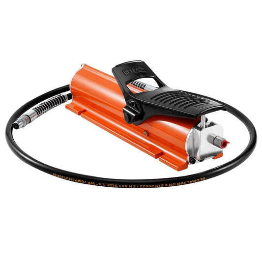 10,000PSI Air Hydraulic Pump, 0.18 Gal Reservoir, NPT 3/8 In Oil Outlet, NPT 1/4 In Inlet, Metal Shell Air Actuated Treadle Foot Pump, for Precision Industrial Machinery & Aerospace Equipment.