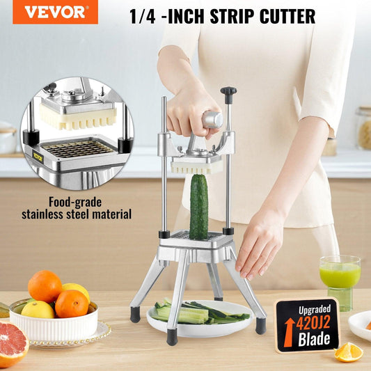 Commercial Vegetable Fruit Chopper 1/4" Blade Heavy Duty Professional Food Dicer Kattex French Fry Cutter Onion Slicer Stainless Steel for Tomato Peppers Potato Mushroom.