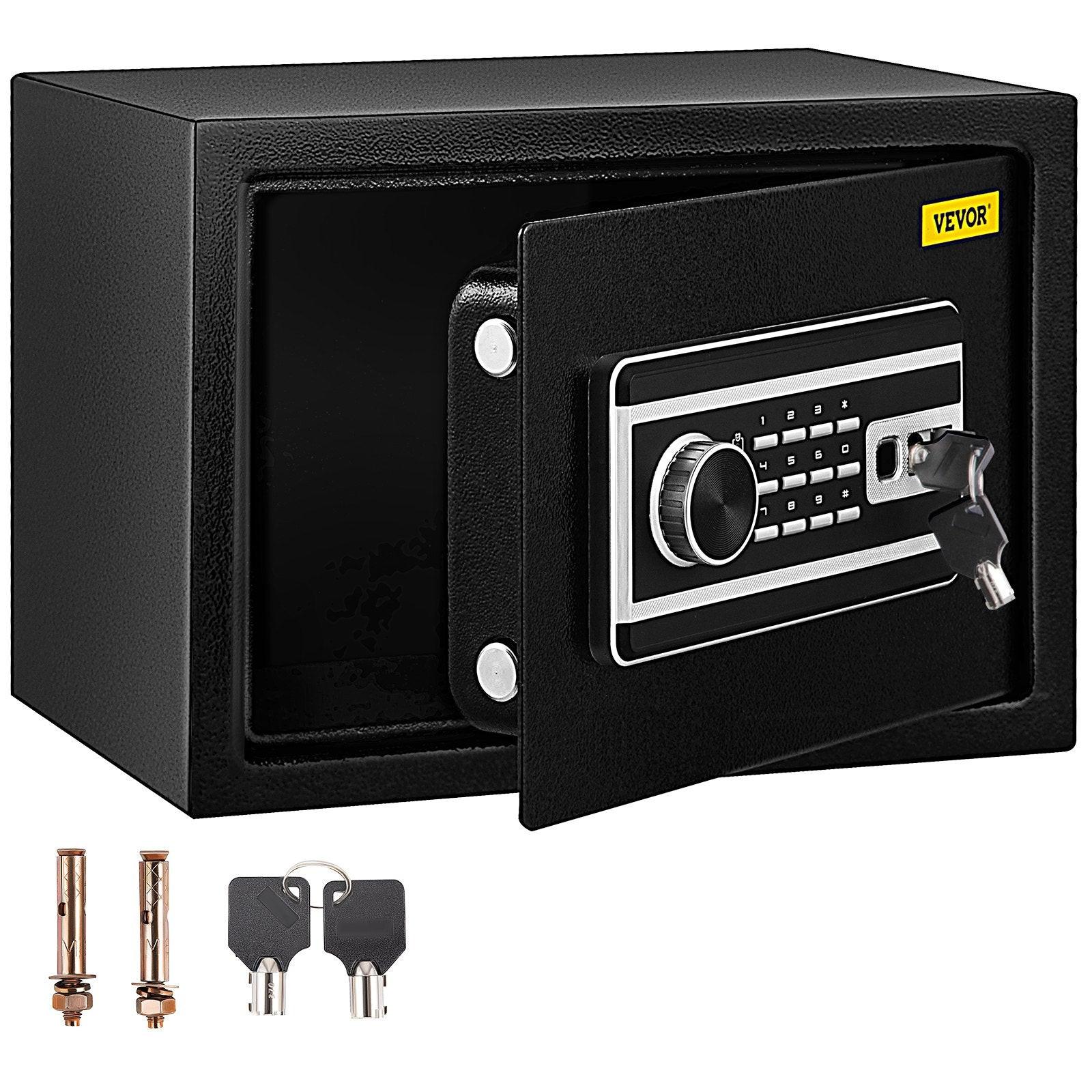 Safe Box, 0.8 CU.FT Fingerprint Safe Box for Money w/ 2 Keys & Digital Keypad, Q235 Steel Safe Box for Storing Cash, Jewelry, Pistols, Documents, Watches in Home & Office & Hotel.