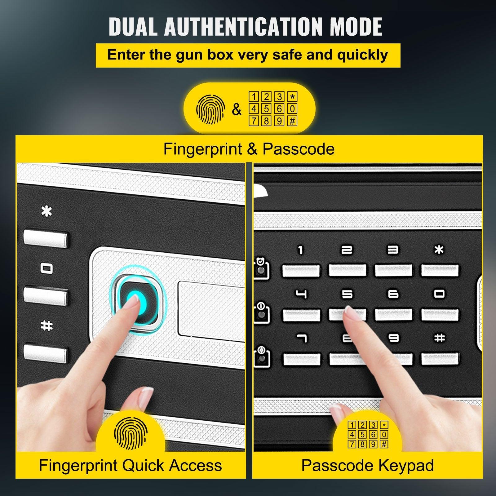 Safe Box, 0.8 CU.FT Fingerprint Safe Box for Money w/ 2 Keys & Digital Keypad, Q235 Steel Safe Box for Storing Cash, Jewelry, Pistols, Documents, Watches in Home & Office & Hotel.