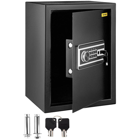 Safe Box, 2.1 CU.FT Fingerprint Safe Box for Money w/ 2 Keys & Digital Keypad, Q235 Steel Safe Box for Storing Cash, Jewelry, Pistols, Documents, Watches in Home & Office & Hotel.