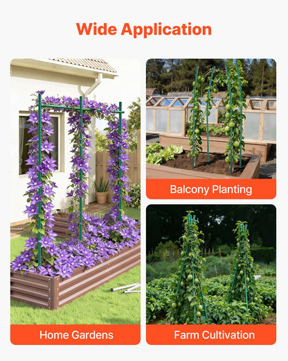 Garden Stakes, 25 Pack, 2100 mm, Plastic Coated Metal Tomato Stakes, Garden Sticks for Plants Support, with Pointed End and Non-Slip Bumps for Growing Climbing Plants, Outdoor Vegetables
