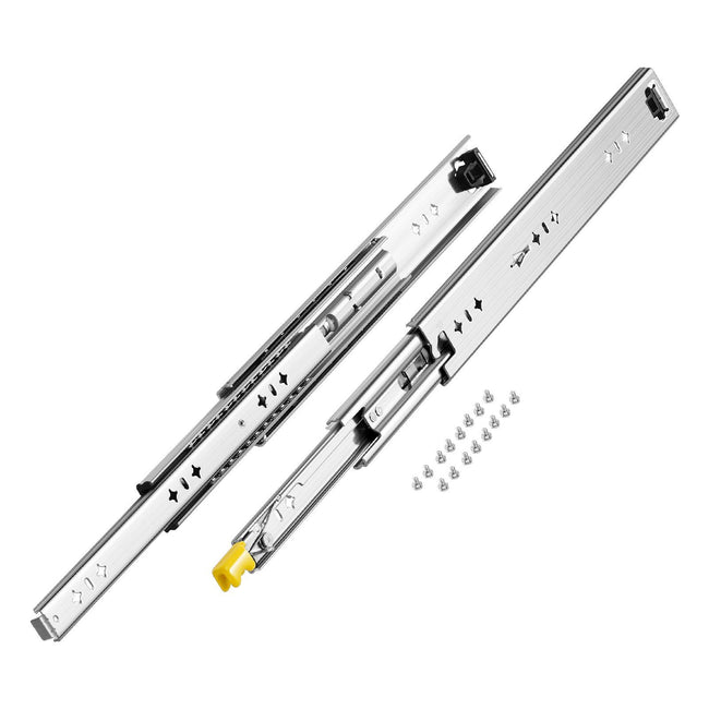 1 Pair Full Extension Drawer Slides 16 18 20 24 30 35 38 59 32 36 40 48 60 in, 250 lbs Load Capacity Locking Drawer Slides, Ball Bearing with Lock Side Mount Drawer Slide Rail Hover Image