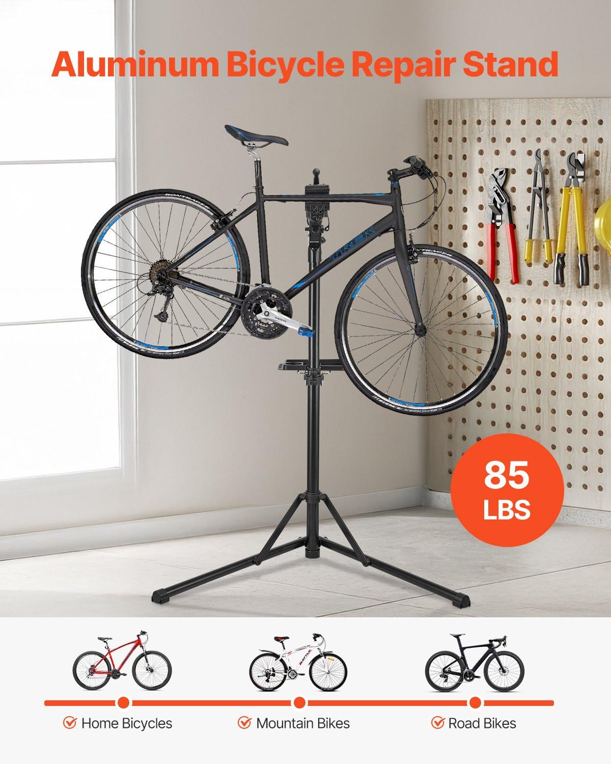 Bike Repair Stand, 38.56 kg Heavy-duty Bicycle Work Stand with 1035-1630 mm Adjustable Height & Magnetic Tool Tray, Foldable Bicycle Maintenance Rack, Shop Home Mechanics for Mountain & Road Bike.