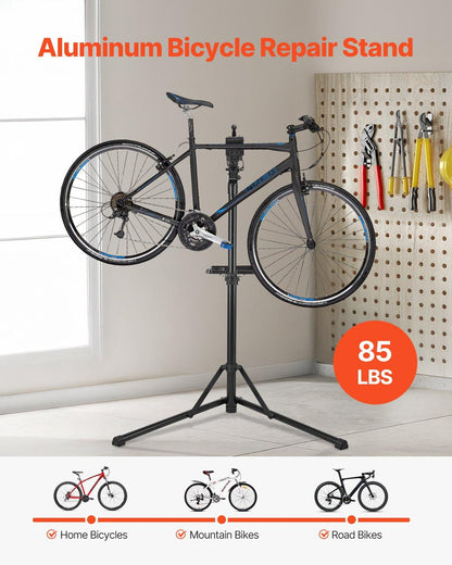 Bike Repair Stand, 38.56 kg Heavy-duty Bicycle Work Stand with 1035-1630 mm Adjustable Height & Magnetic Tool Tray, Foldable Bicycle Maintenance Rack, Shop Home Mechanics for Mountain & Road Bike.