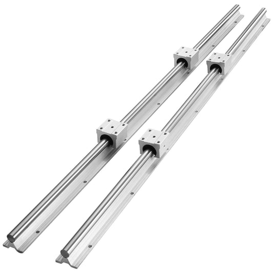 Linear Guide Rail Set, SBR20 1000mm, 2 PCS 39.4 in/1000 mm SBR20 Guide Rails and 4 PCS SBR20UU Slide Blocks, Linear Rails and Bearings Kit for Automated Machines DIY Project CNC Router Machines.