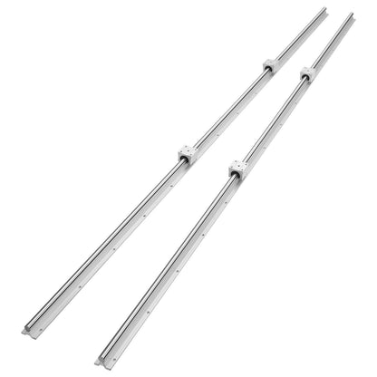 Linear Guide Rail Set, SBR20 2200mm, 2 PCS 86.6 in/2200 mm SBR20 Guide Rails and 4 PCS SBR20UU Slide Blocks, Linear Rails and Bearings Kit for Automated Machines DIY Project CNC Router Machines.
