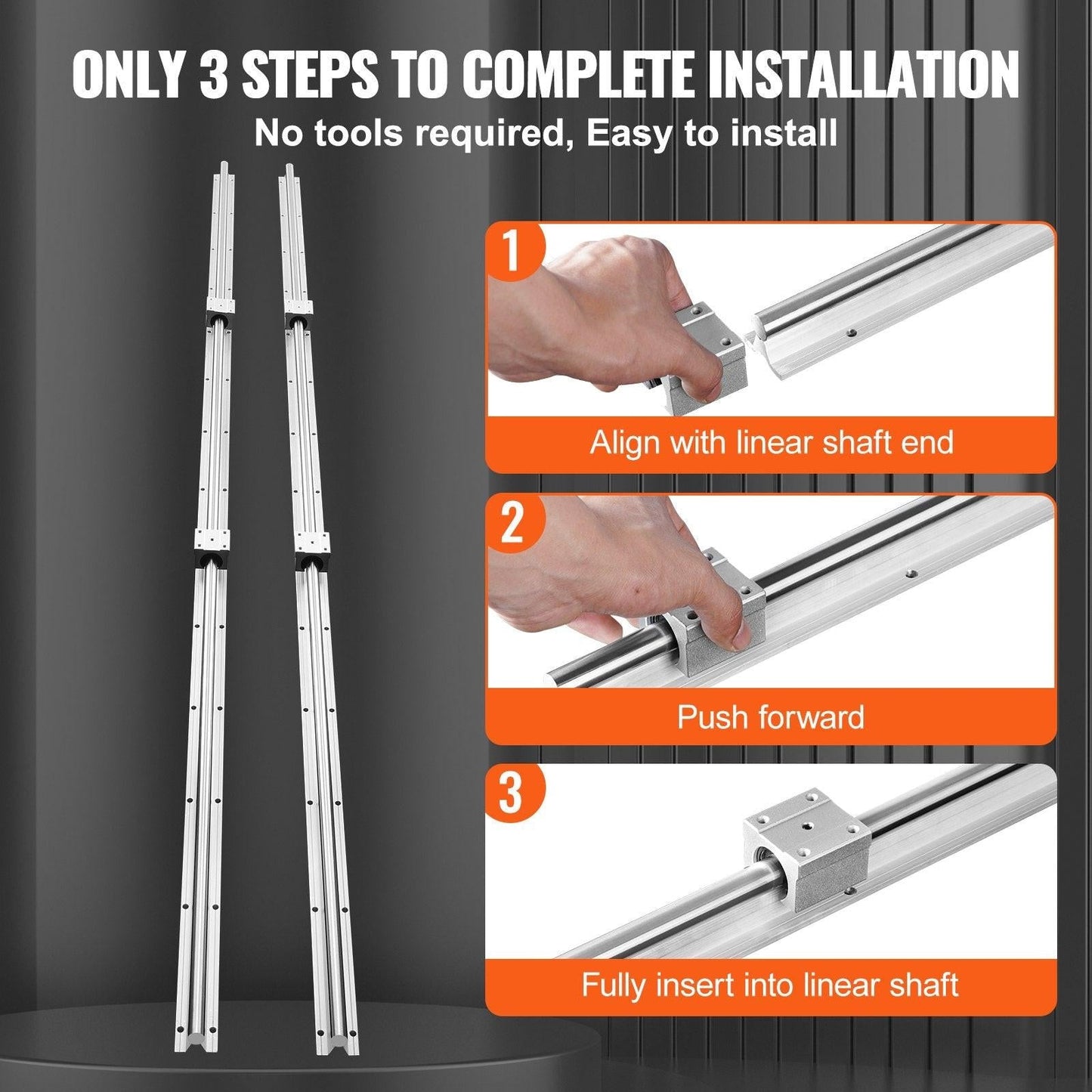 Linear Guide Rail Set, SBR20 2200mm, 2 PCS 86.6 in/2200 mm SBR20 Guide Rails and 4 PCS SBR20UU Slide Blocks, Linear Rails and Bearings Kit for Automated Machines DIY Project CNC Router Machines.