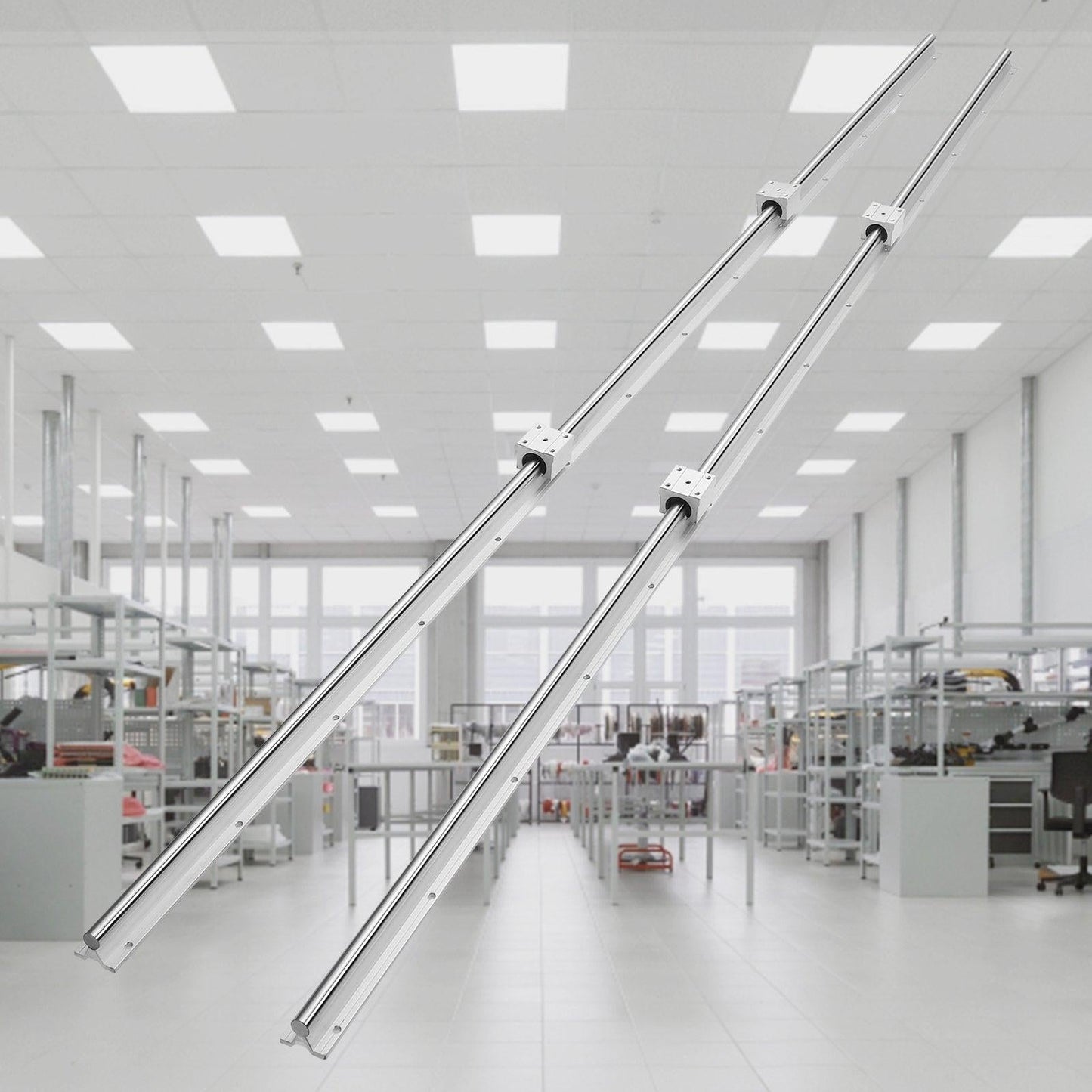 Linear Guide Rail Set, SBR20 2200mm, 2 PCS 86.6 in/2200 mm SBR20 Guide Rails and 4 PCS SBR20UU Slide Blocks, Linear Rails and Bearings Kit for Automated Machines DIY Project CNC Router Machines.