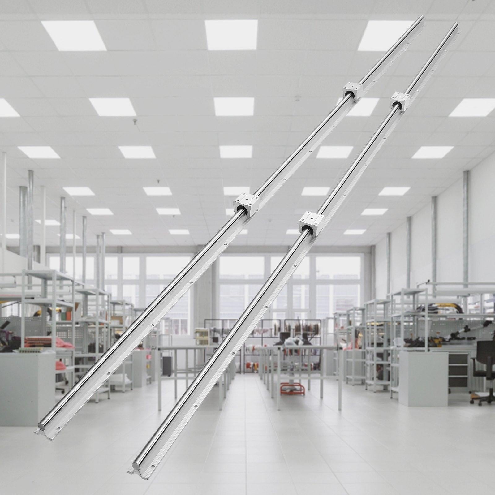 Linear Guide Rail Set, SBR20 2200mm, 2 PCS 86.6 in/2200 mm SBR20 Guide Rails and 4 PCS SBR20UU Slide Blocks, Linear Rails and Bearings Kit for Automated Machines DIY Project CNC Router Machines.