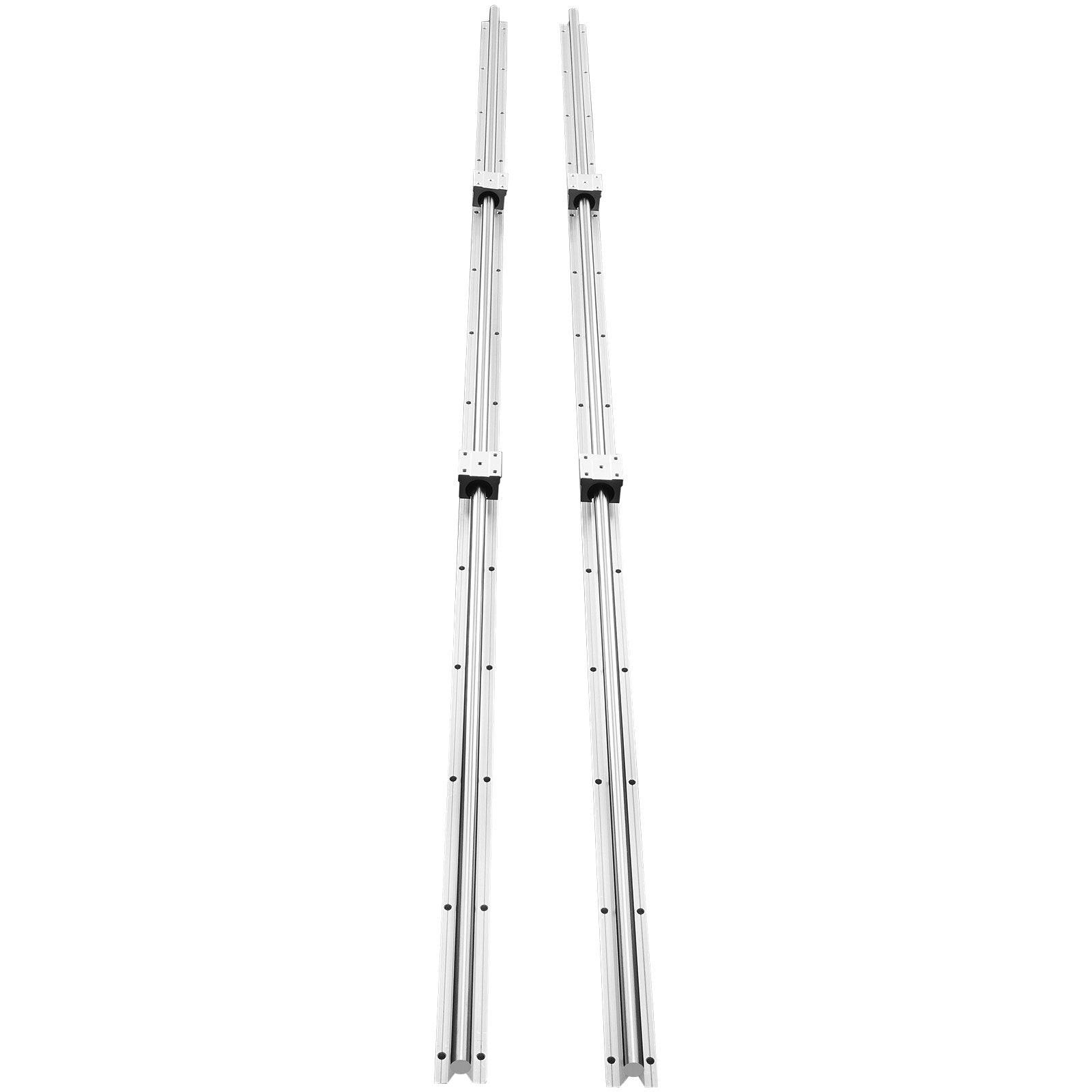 Linear Guide Rail Set, SBR20 2200mm, 2 PCS 86.6 in/2200 mm SBR20 Guide Rails and 4 PCS SBR20UU Slide Blocks, Linear Rails and Bearings Kit for Automated Machines DIY Project CNC Router Machines.