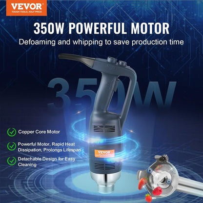 Commercial Immersion Blender, 350W Heavy Duty Hand Mixer, 12 inch Stepless Variable Speed Mixer with Stainless Steel Blade, Multi-Purpose Portable Mixer for Soup, Sauces, Mashed Potatoes, Cream.