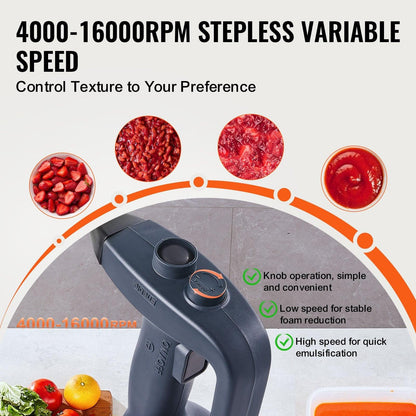 Commercial Immersion Blender, 350W Heavy Duty Hand Mixer, 12 inch Stepless Variable Speed Mixer with Stainless Steel Blade, Multi-Purpose Portable Mixer for Soup, Sauces, Mashed Potatoes, Cream.