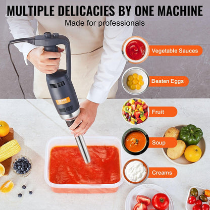 Commercial Immersion Blender, 350W Heavy Duty Hand Mixer, 12 inch Stepless Variable Speed Mixer with Stainless Steel Blade, Multi-Purpose Portable Mixer for Soup, Sauces, Mashed Potatoes, Cream.