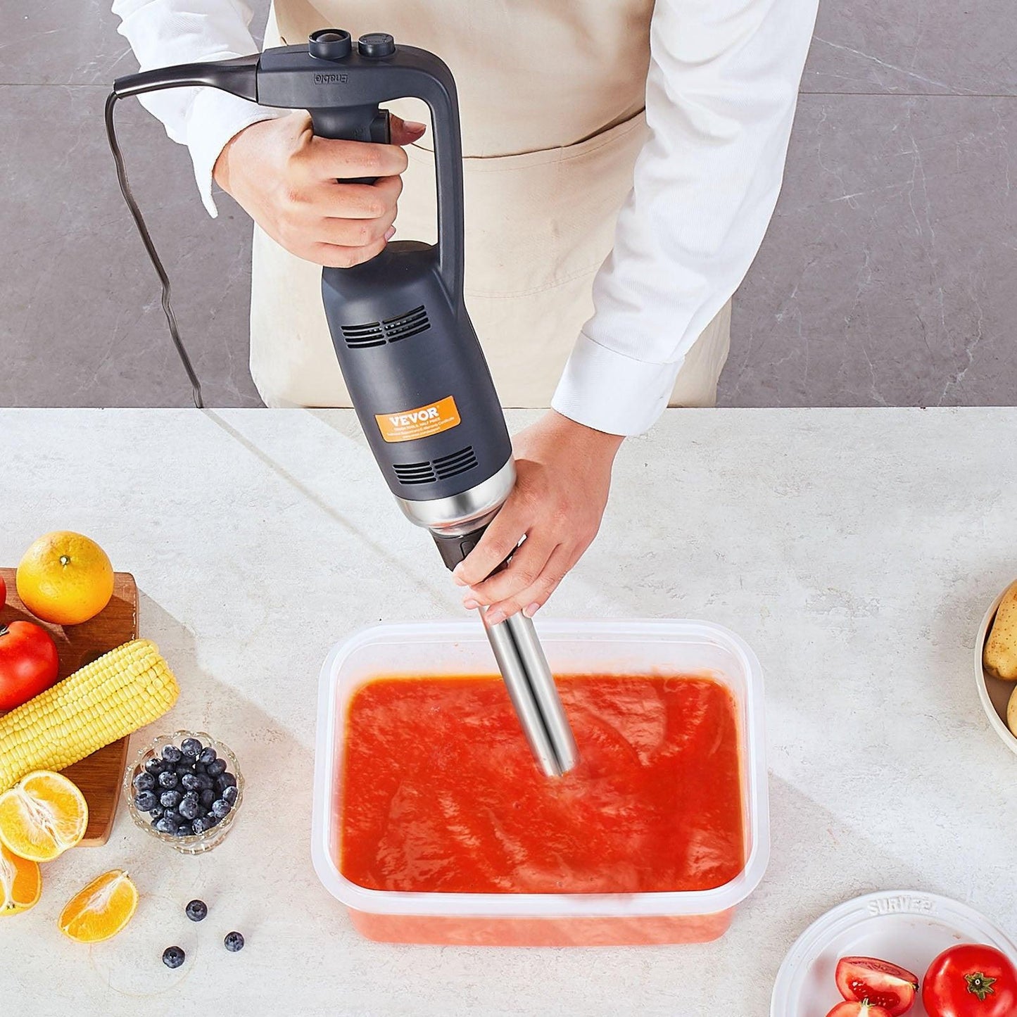 Commercial Immersion Blender, 350W Heavy Duty Hand Mixer, 12 inch Stepless Variable Speed Mixer with Stainless Steel Blade, Multi-Purpose Portable Mixer for Soup, Sauces, Mashed Potatoes, Cream.