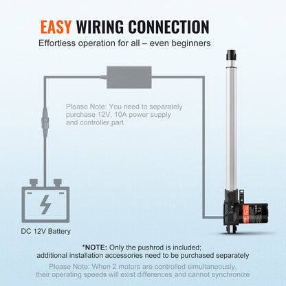 Linear Actuator 12V, 16 Inch Heavy Duty 1320lbs/6000N Linear Actuator, 0.19"/s Linear Motion Actuator with Mounting Bracket & IP44 Protection for Electric Door Industrial Machinery Vessels Cargo
