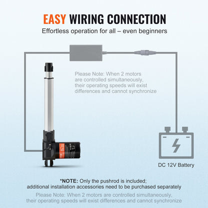 Linear Actuator 12V, 8 Inch Heavy Duty 1320lbs/6000N Linear Actuator, 0.19"/s Linear Motion Actuator with Mounting Bracket & IP44 Protection for Electric Door Industrial Machinery Vessels Cargo