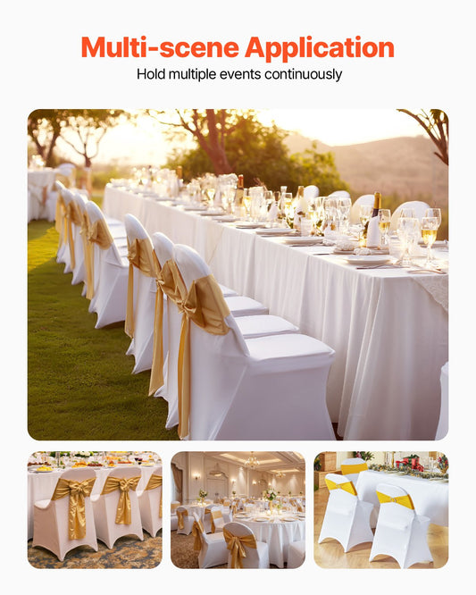 Stretch Spandex Folding Chair Covers, Universal Fitted Chair Cover, Removable Washable Protective Slipcovers, for Wedding, Holiday, Banquet, Party, Celebration, Dining (12PCS White)