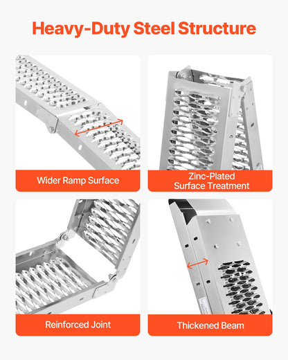 Steel Ramps, 1000 lbs, 2Pcs Heavy-duty Ramps with Wider Ramp Surface, Universal Stable Loading Ramp with Handles, Fit for ATV, UTV, Motorcycle, Electric Bicycle, etc.