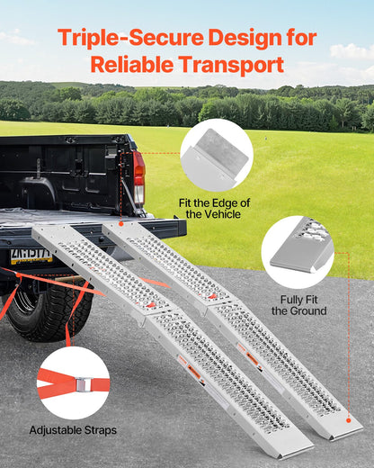Steel Ramps, 1000 lbs, 2Pcs Heavy-duty Ramps with Wider Ramp Surface, Universal Stable Loading Ramp with Handles, Fit for ATV, UTV, Motorcycle, Electric Bicycle, etc.