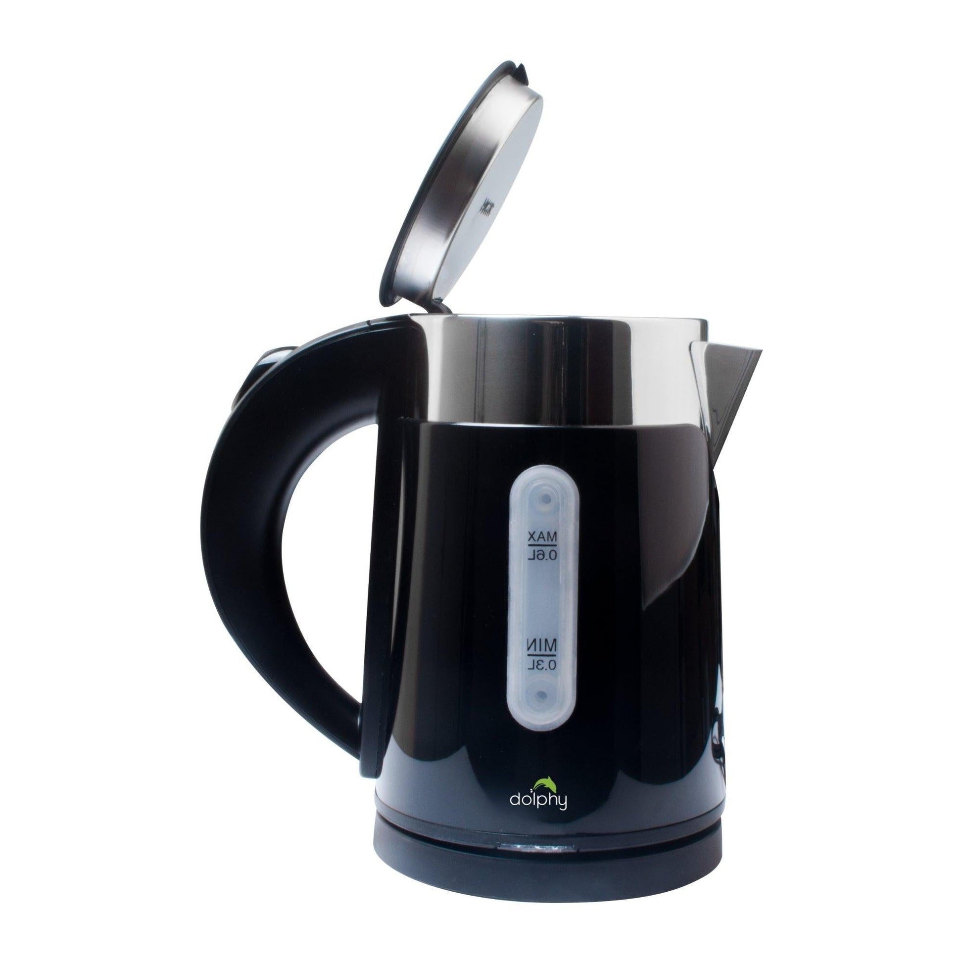 0.6L Stainless Steel Electric Kettle Black.