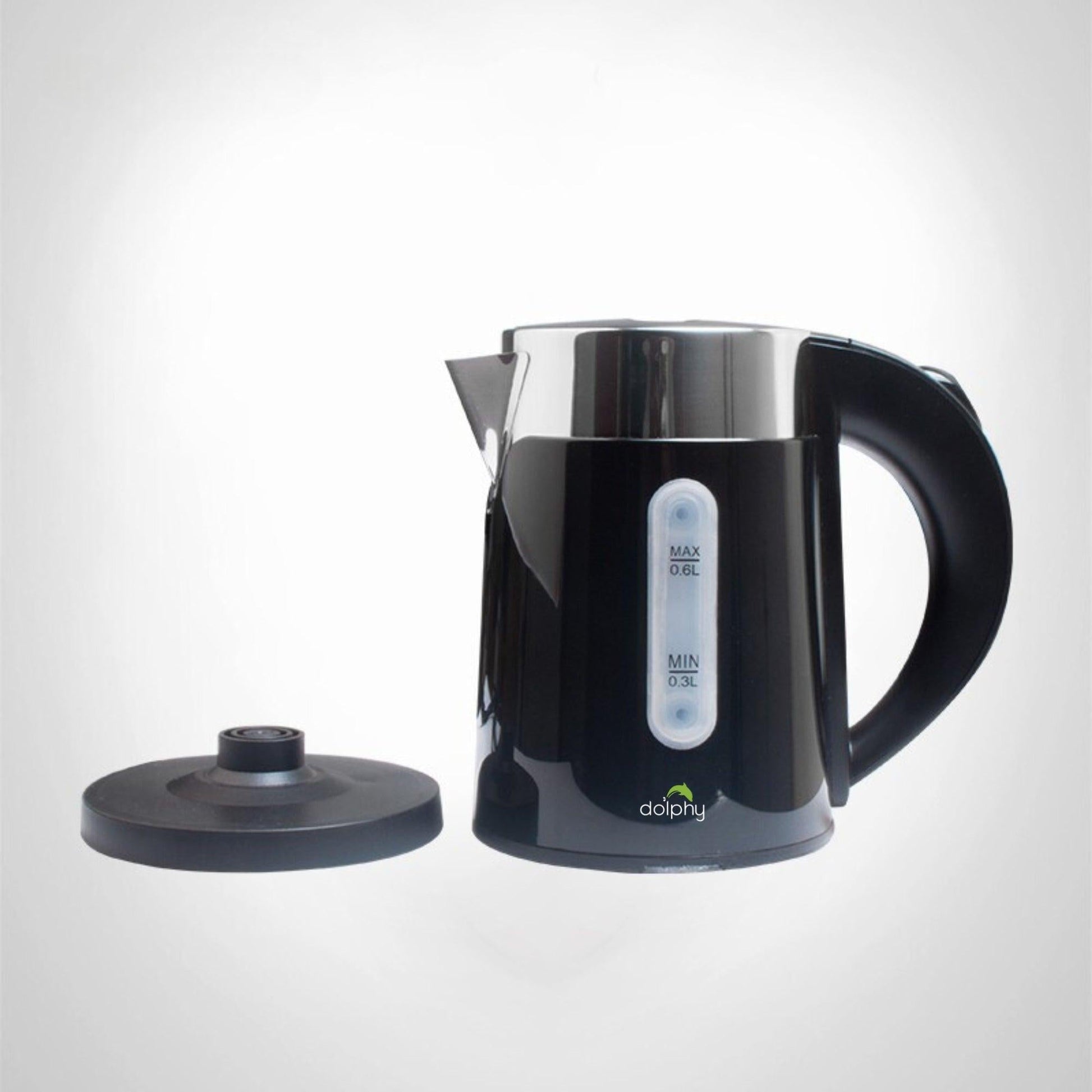 0.6L Stainless Steel Electric Kettle Black.