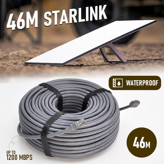 46M/150FT Replacement Gen 3 Cable 26AWG for Starlink Rectangular Satellite V3 Waterproof Weatherproof High Speed Supports Bandwidths up to 1200Mbps Gray.