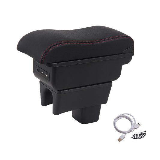 Suzuki Swift 2005-2021 Center Central Storage Car Console Seat Armrest Box Durable ABS Armrest Box Replacement Double Layer Black With USB Cable.
