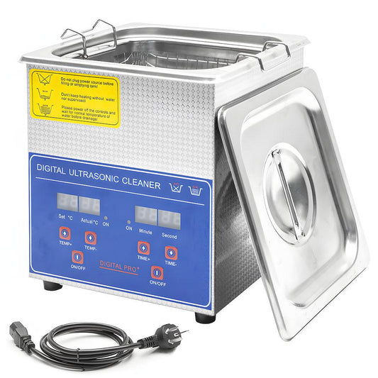 2L Ultrasonic Cleaner Lab-Grade Stainless Steel Ultrasonic Cleaning Machine Digital Heating Timer and Basket for Home and Commercial Jewellery Eyeglass.