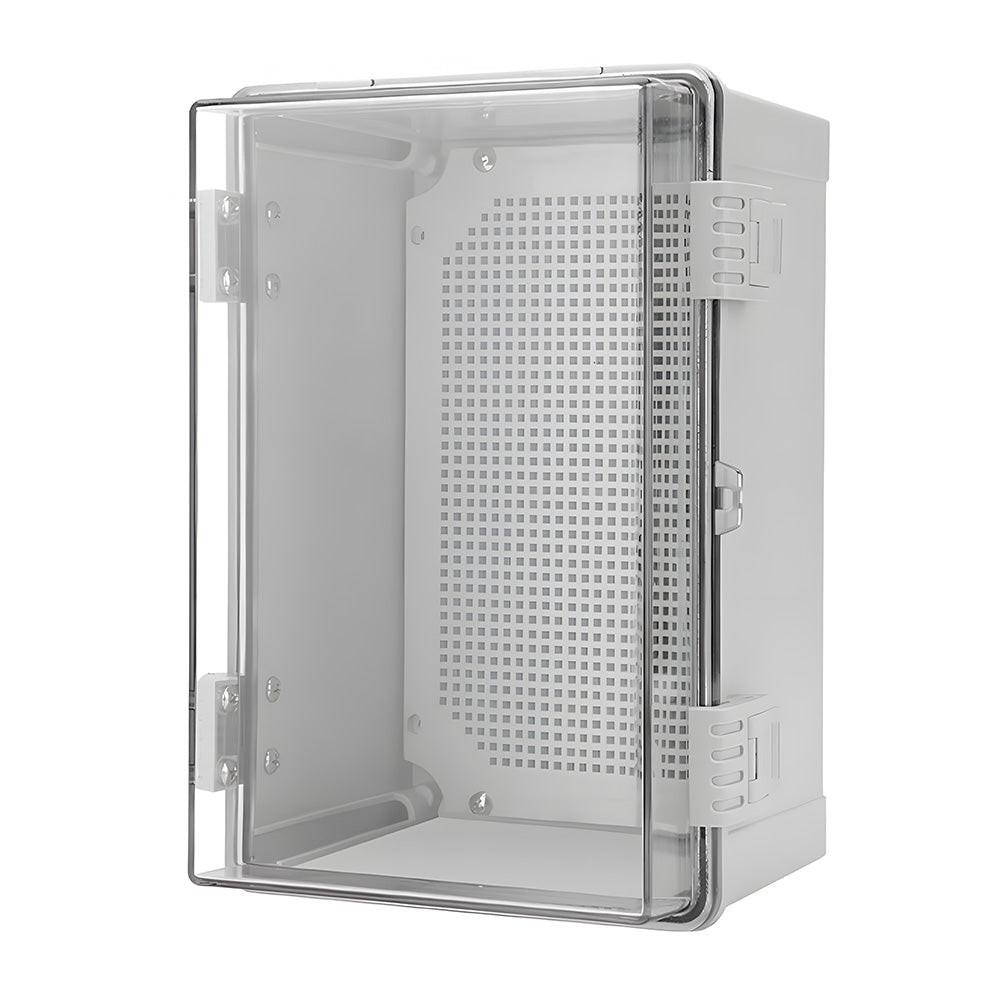 Electrical ABS Junction Box IP66 Waterproof Electrical Enclosure with Clear Hinged Cover and Mounting Plate for Electrical Project 30x20x17cm.