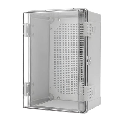 Electrical ABS Junction Box IP66 Waterproof Electrical Enclosure with Clear Hinged Cover and Mounting Plate for Electrical Project 30x20x17cm.