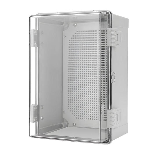 Electrical ABS Junction Box IP66 Waterproof Electrical Enclosure with Clear Hinged Cover and Mounting Plate for Electrical Project 30x20x17cm.