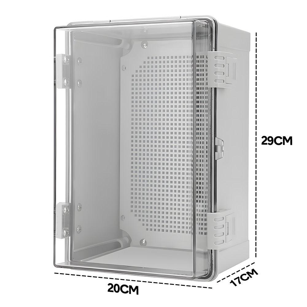 Electrical ABS Junction Box IP66 Waterproof Electrical Enclosure with Clear Hinged Cover and Mounting Plate for Electrical Project 30x20x17cm.